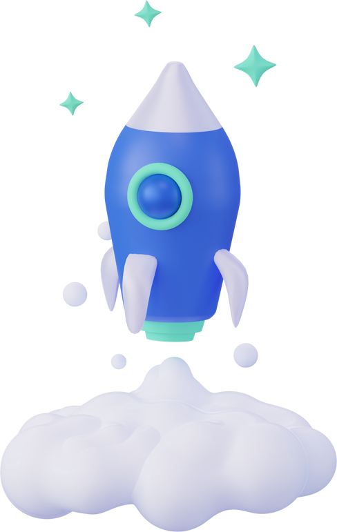 3D Blue rocket